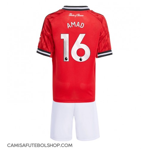 Camisa de time de futebol Manchester United Amad Diallo #16 Replicas 1º Equipamento Infantil 2025-26 Manga Curta (+ Calças curtas)